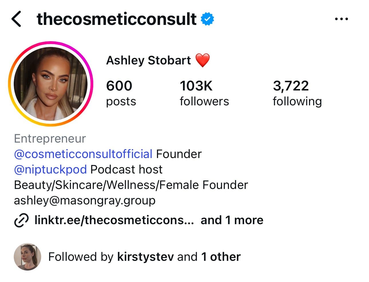 Ashley Stobart, The Cosmetic Consult