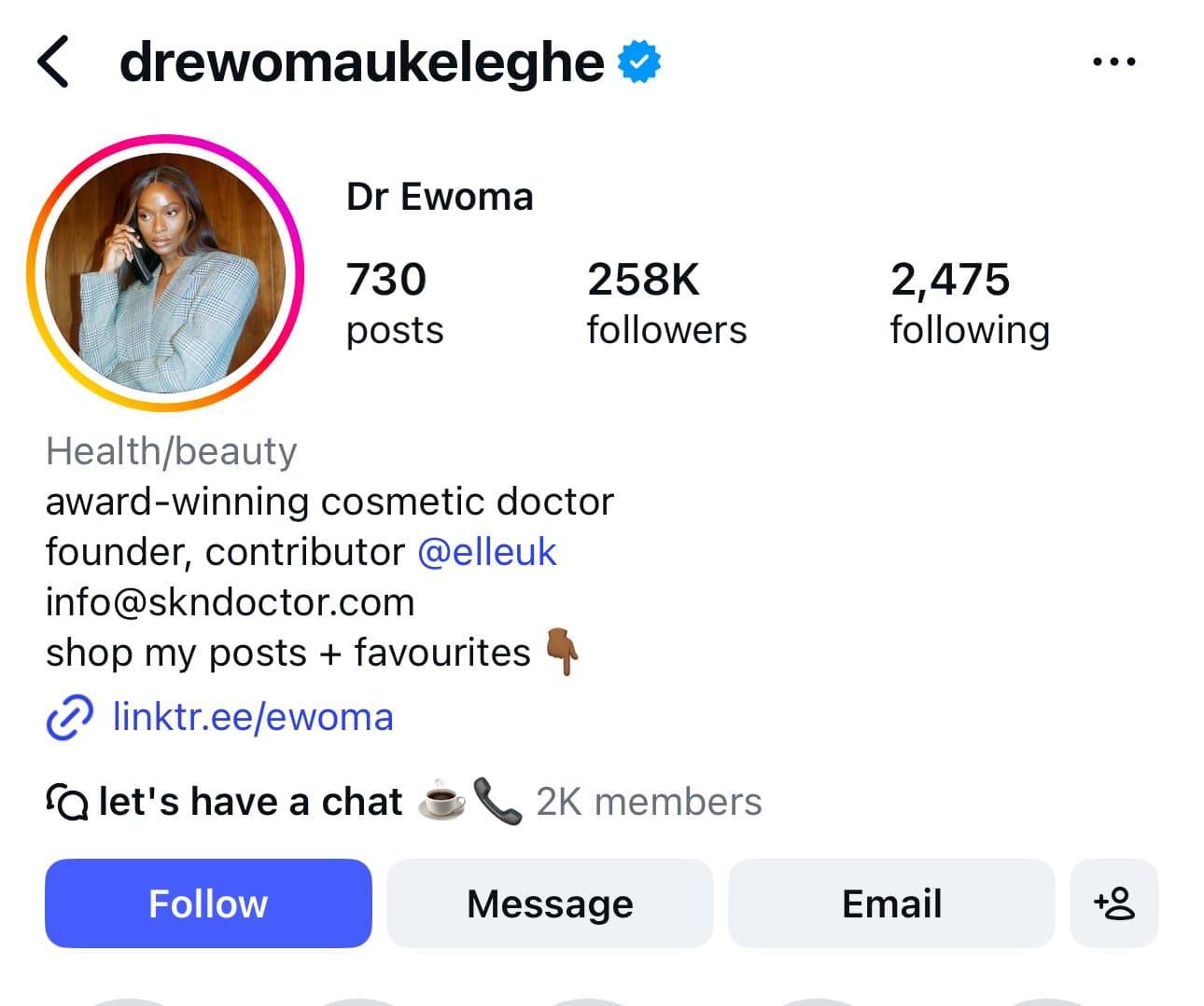 Dr Ewoma, London cosmetic doctor
