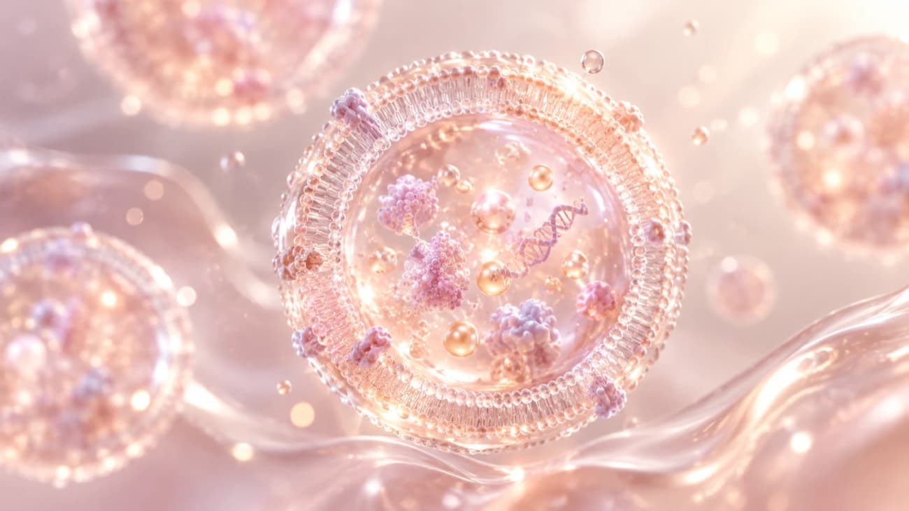 An exosome: a microscopic vesicle carrying proteins, growth factors and genetic instructions