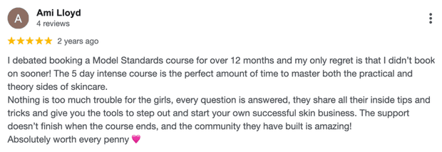 Five-star Google review for MSTA from Ami Lloyd