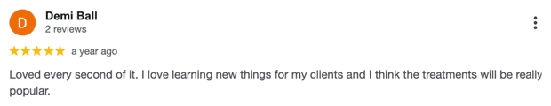 Five-star Google review for MSTA from Demi Ball