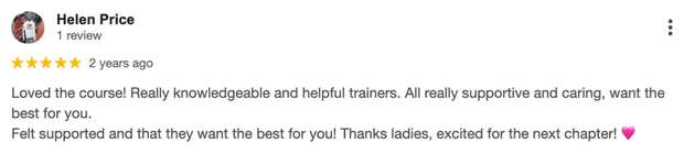 Five-star Google review for MSTA from Helen Price