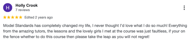 Five-star Google review for MSTA from Holly Crook