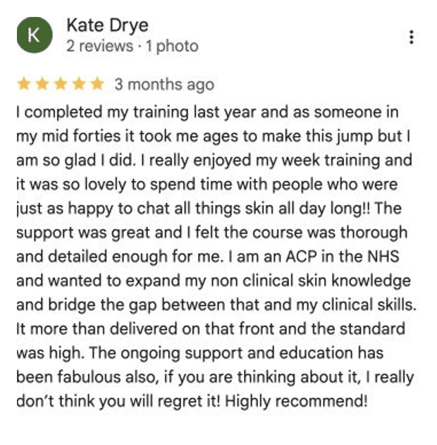 Five-star Google review for MSTA from Kate Drye