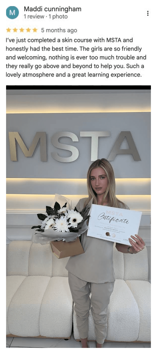 Five-star Google review for MSTA from Maddi Cunningham