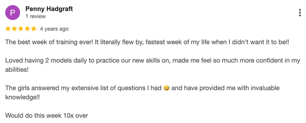 Five-star Google review for MSTA from Penny Hadgraft